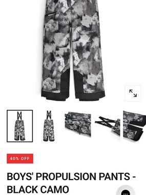 Spyder Boys' Propulsion Ski Bib Size 12 Camo